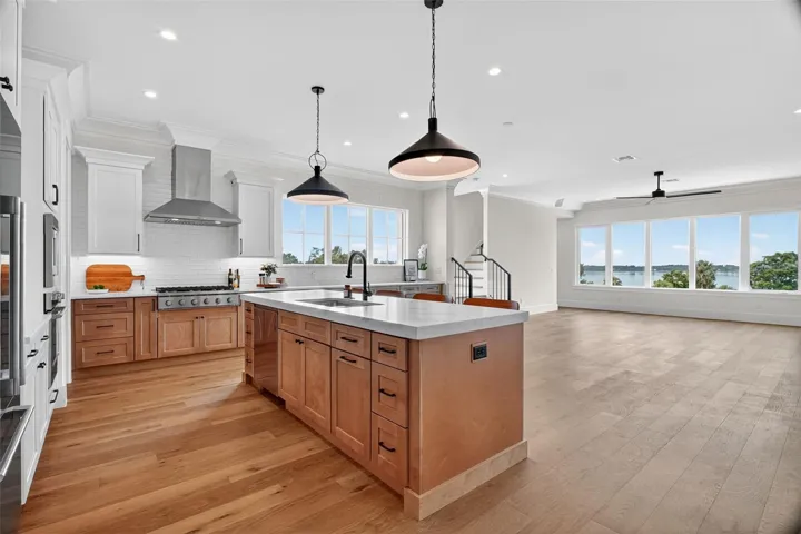 Kitchen & great room with lake view