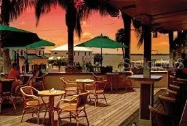 Lake view dining at sunset