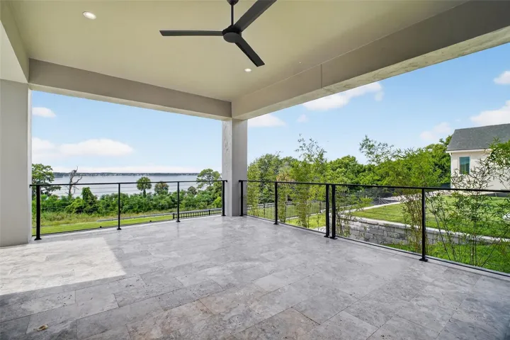 Lanai with panoramic lake view