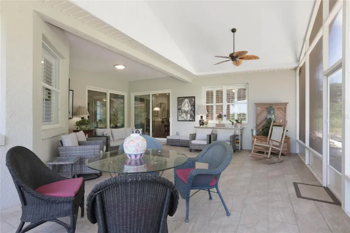 Lanai has plenty of room for entertaining outside with comfort
