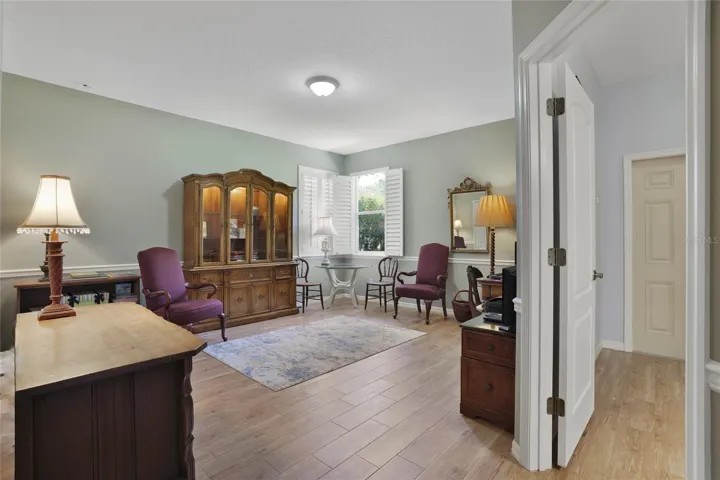 Back bedroom has plenty of space with attached bathroom.