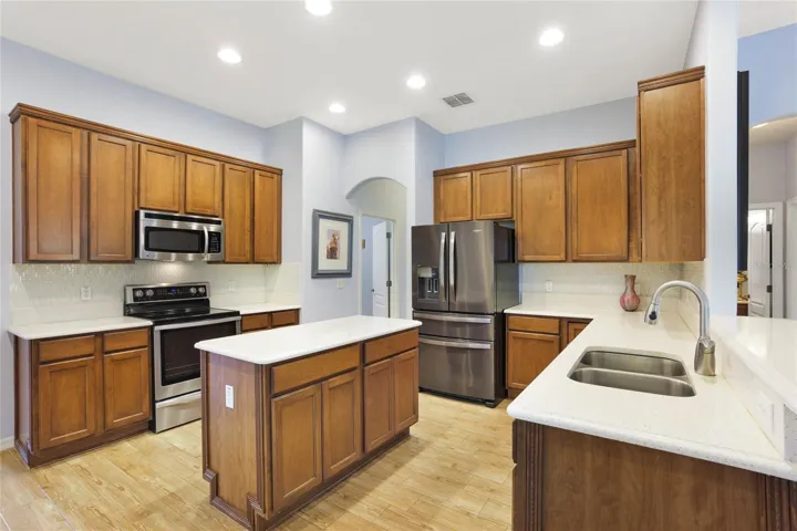 Kitchen has ample cabinets