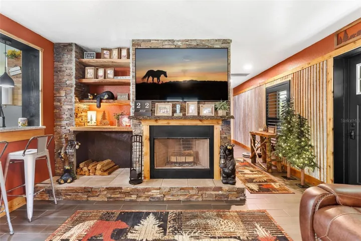 Living Area with Built-in Shelving