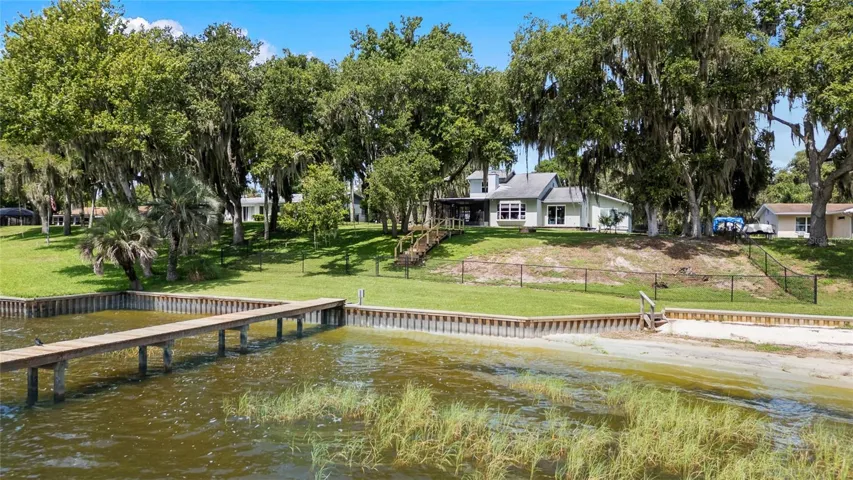 Aerial lake and backyard