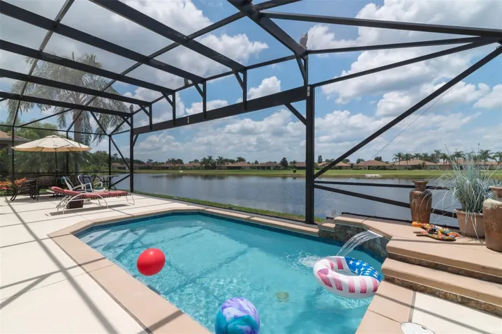 The panoramic screen panel allows for an unobstructed view of the pond and golf course.