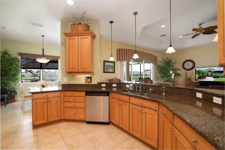 The dinette/breakfast nook are adjacent to the kitchen.