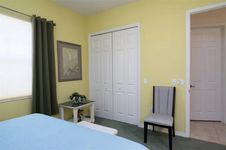 The third bedroom has a reach in closet. The linen closet is in the hallway just outside this room.