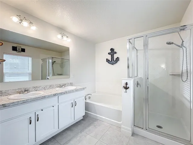 Large Primary Bathroom with Tub and Separate Shower