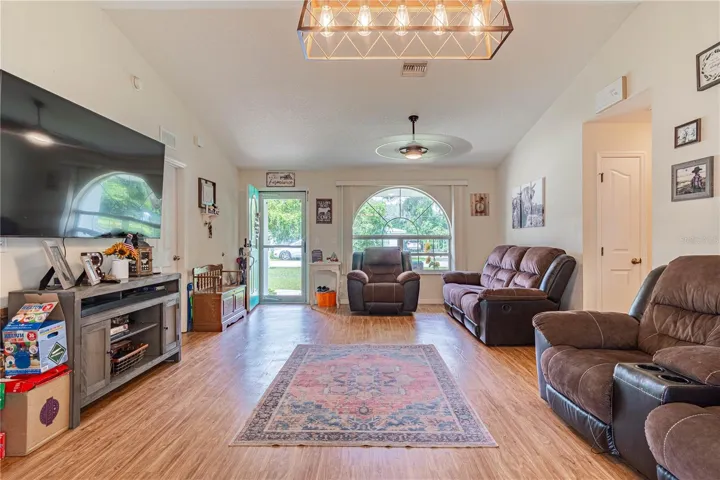 Living room looking from dining area