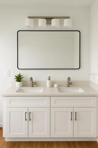 Virtual stage, actual bathroom double sink