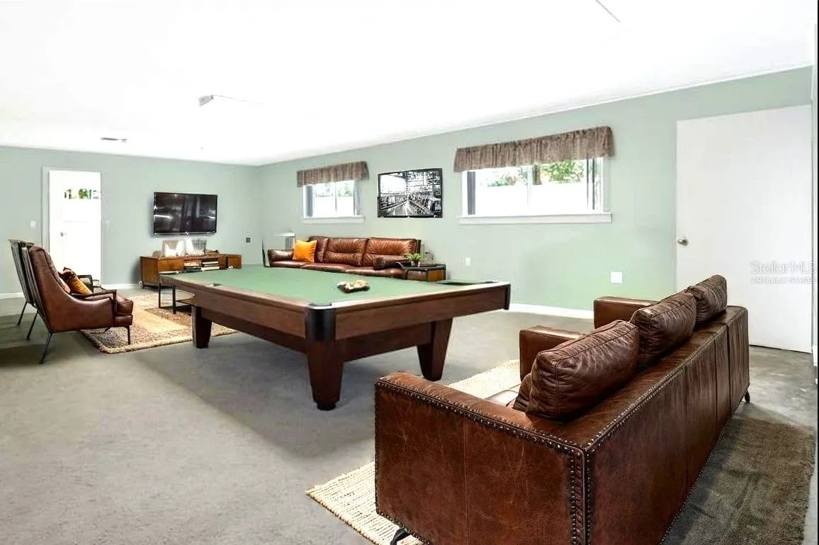 virtually staged game room on the 2nd floor