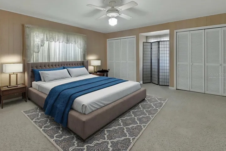 Virtually staged master bedroom 1st floor