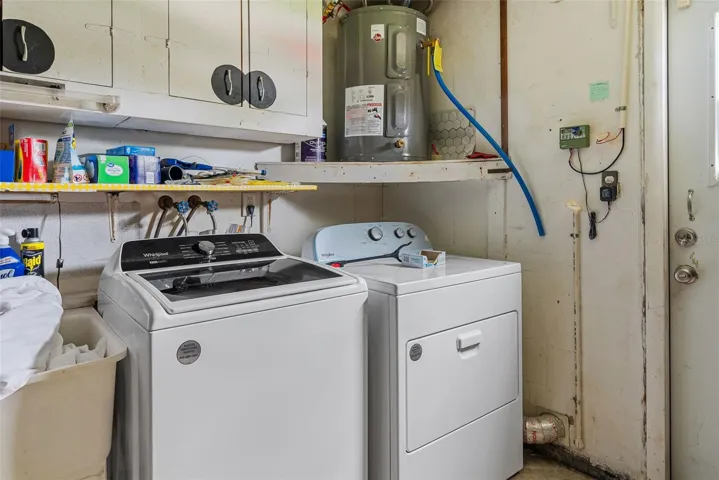 Laundy area quite spacious in the garage & hot water heater