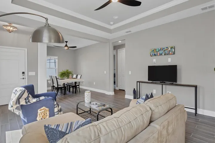 Living looking into dining room