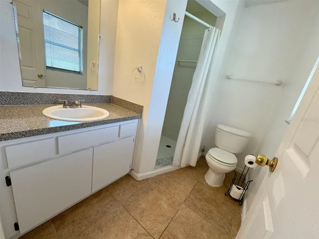 Primary bathroom with shower.