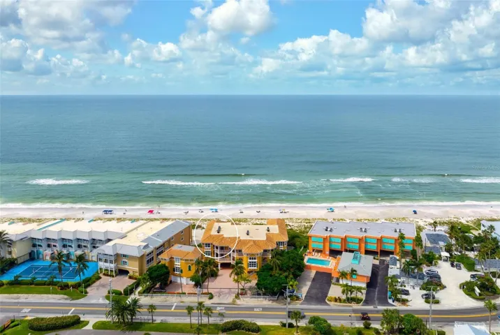 Aerial views west of the gulf of Mexico and sugary sands of Anna Maria Island