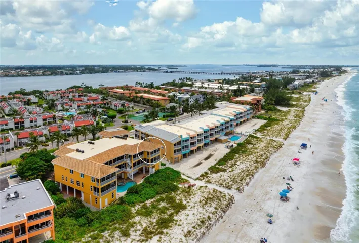 Aerial views south of Anna Maria Island and Cortez bridge