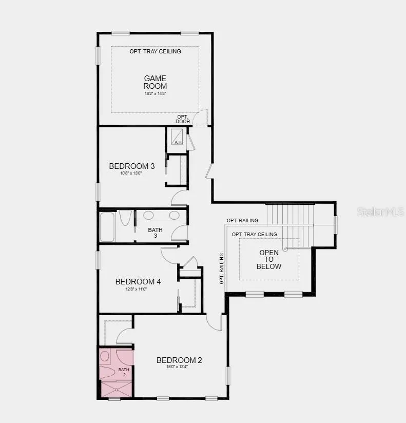 Second Floor Plan - Additional Highlights Include: outdoor kitchen rough-in, courtyard two-car garage, gourmet kitchen, and 8' interior doors