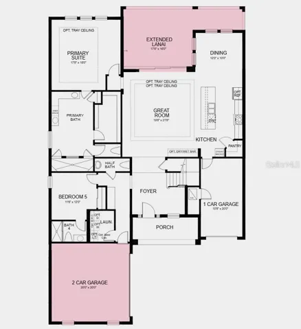 First Floor Plan - Additional Highlights Include: outdoor kitchen rough-in, courtyard two-car garage, gourmet kitchen, and 8' interior doors