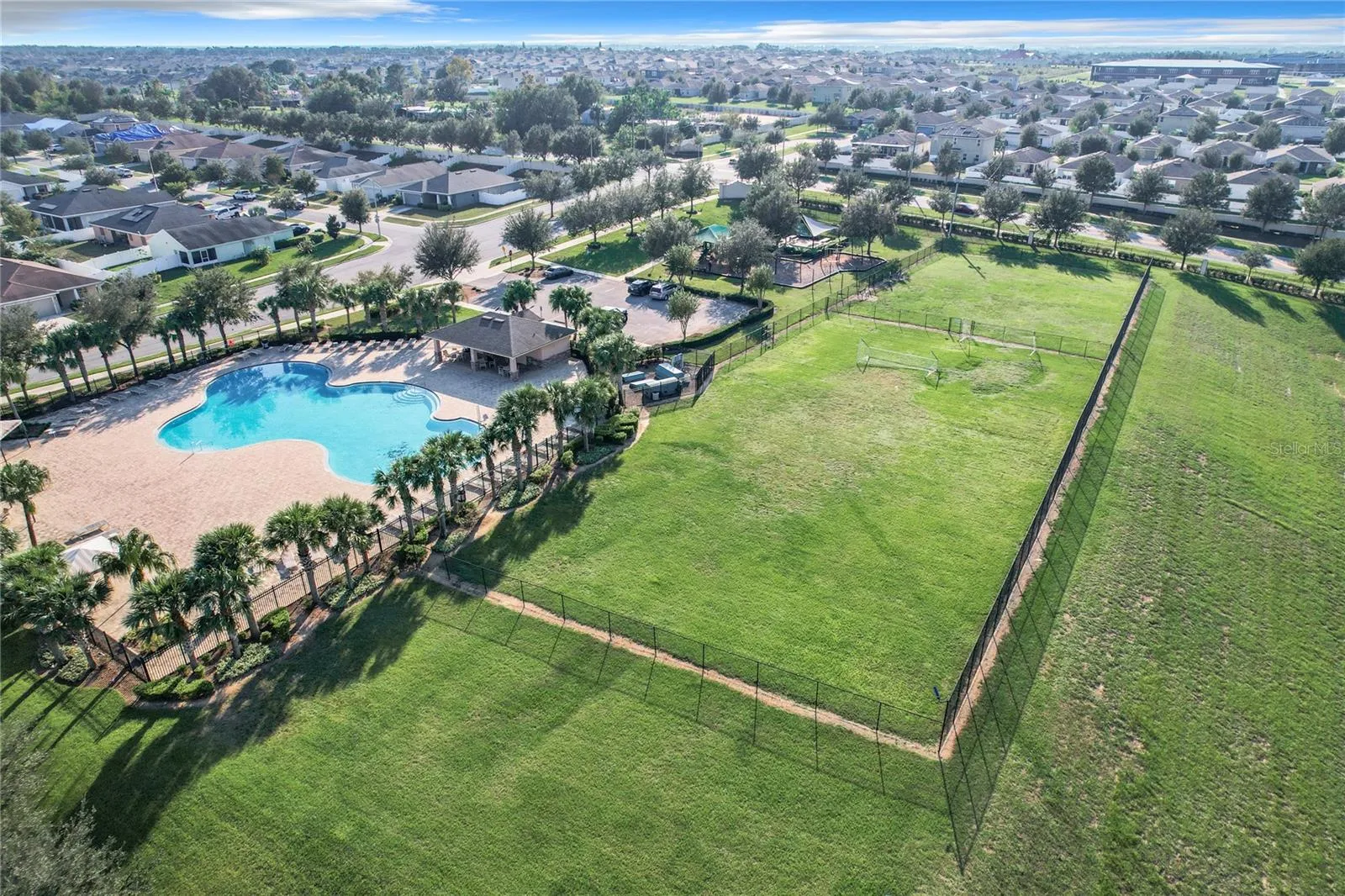COMMUNITY POOL AND SOCCER FIELD - DRONE