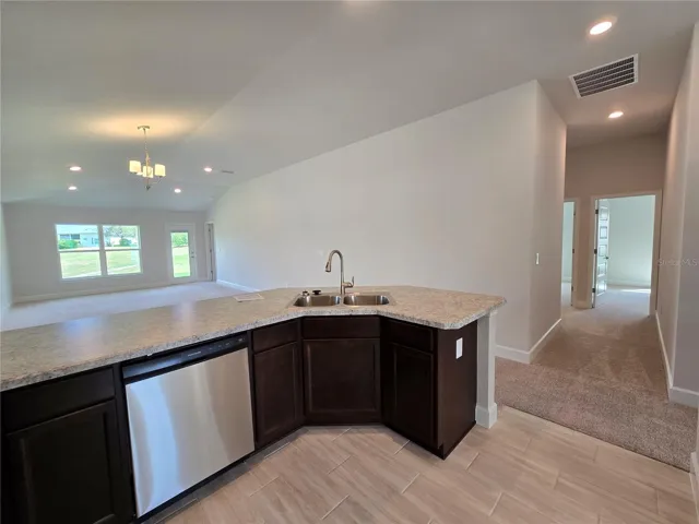breakfast bar and hallway