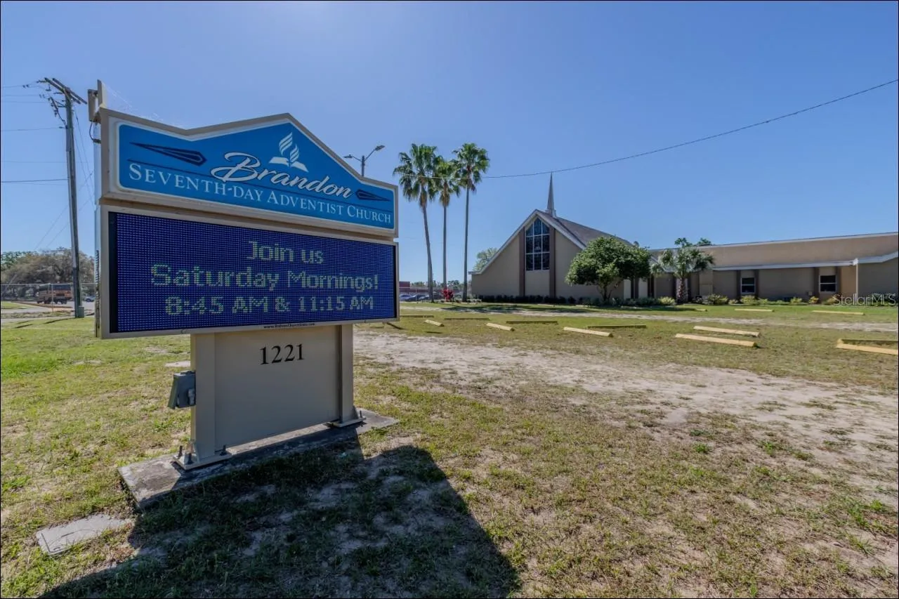 Electronic sign in front of church
