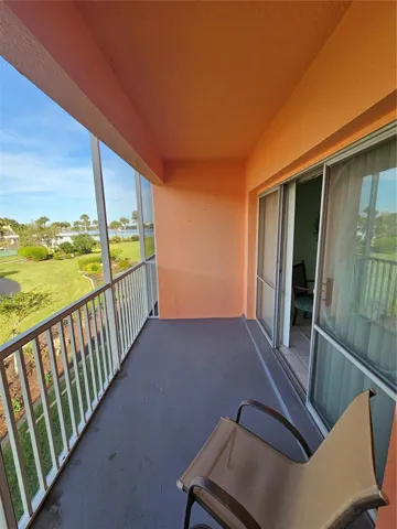 outside on the balcony looking to the East