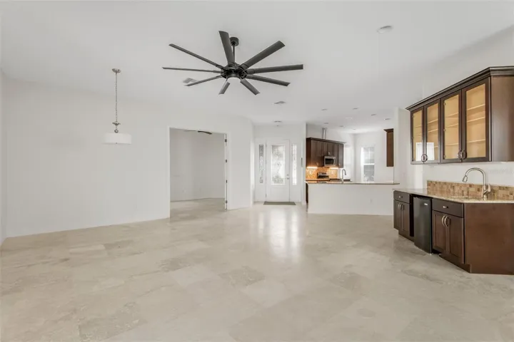 View from living room towards the kitchen