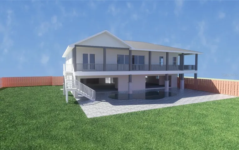 Rendering of prior plan to build elevated home, CAD drawings can be sold with land purchase!