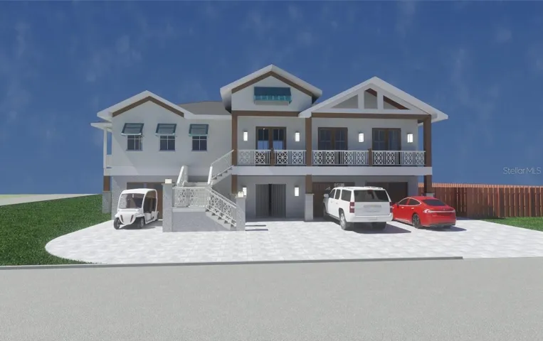 Rendering of prior plan to build elevated home, CAD drawings can be sold with land purchase!