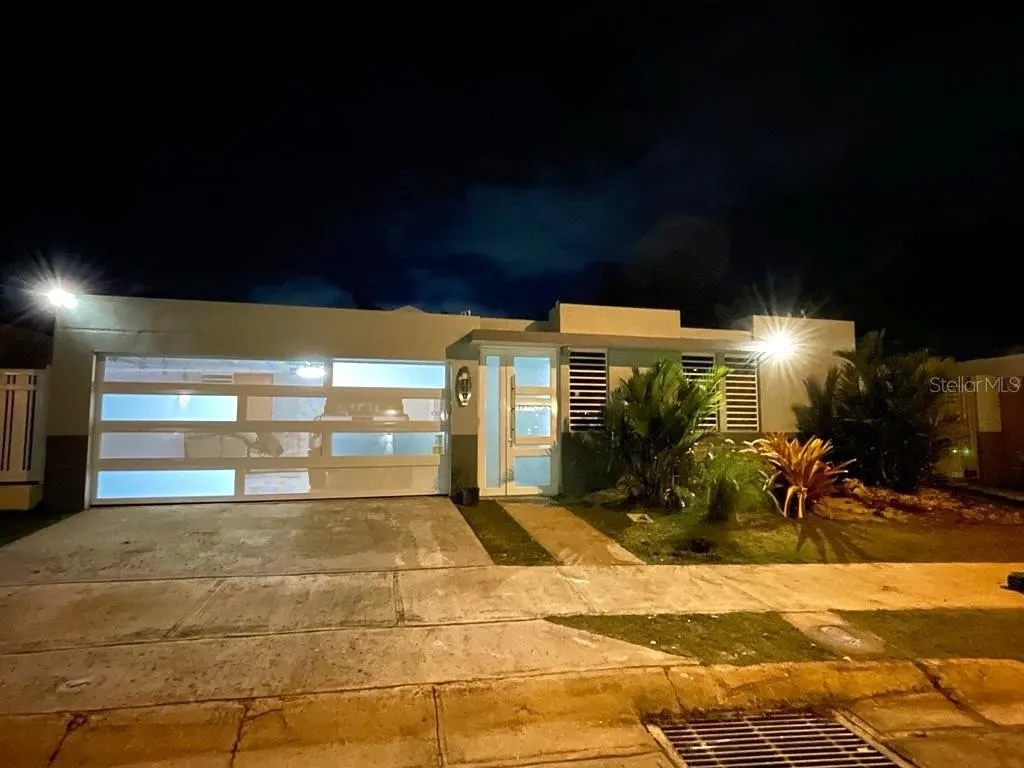 Frontal view of the home at night