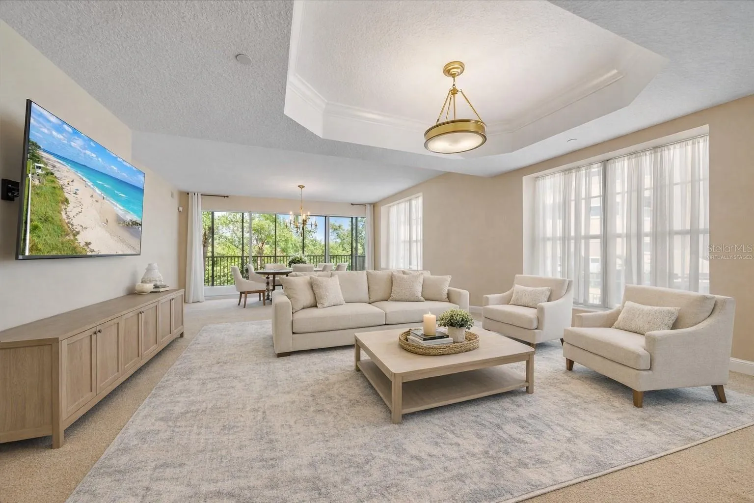 Virtually staged living room