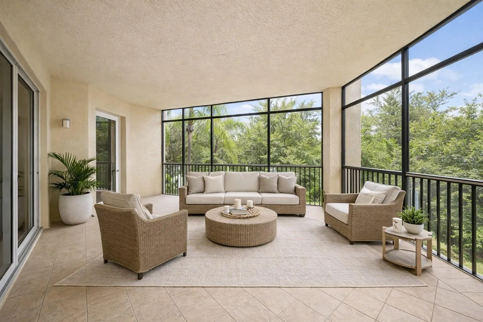 Virtually staged covered and screened lanai