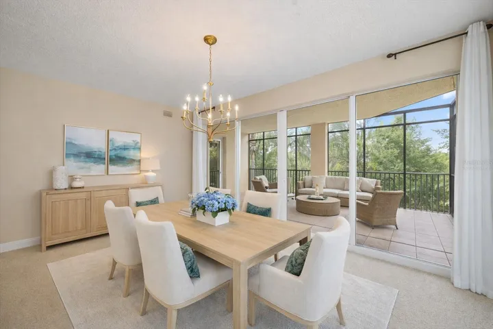 Virtually staged dining room