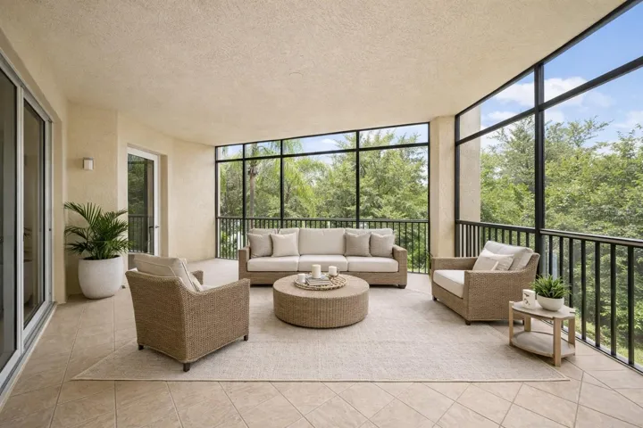 Virtually staged covered and screened lanai