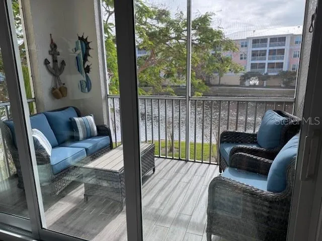 Screen patio with pond view