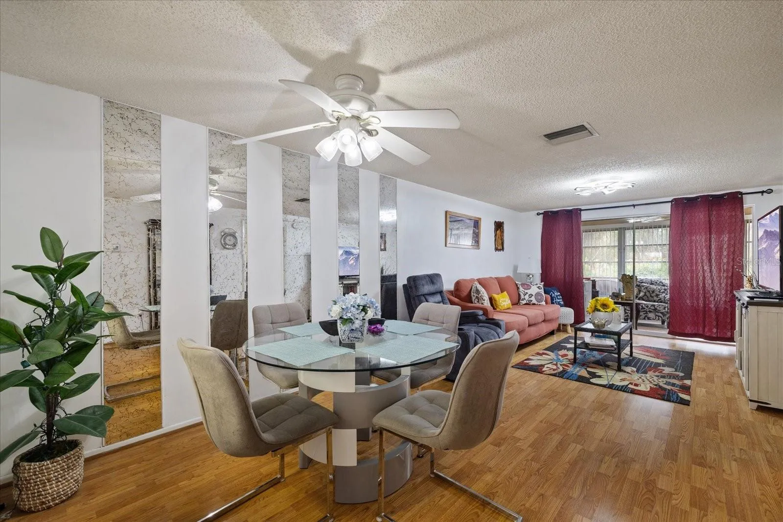 open dining and living room area
