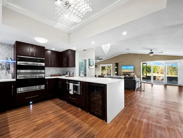 Updated kitchen with views through great room