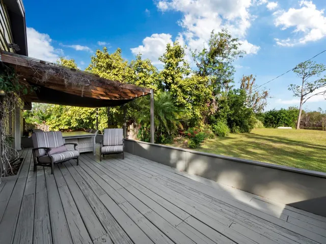 Huge deck with pond views