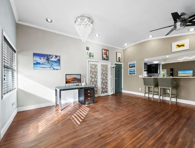 Living room with high ceilings