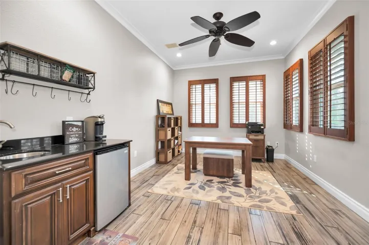 Upstairs office with wet bar