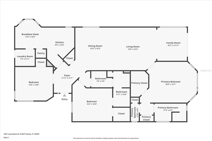 Floor Plan with approximate room dimensions