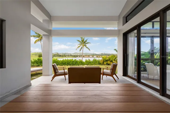 Covered Terrace with Lake and Golf Views