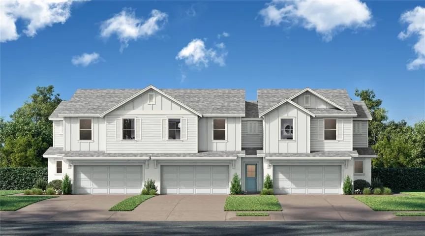 Exterior Elevation.  Carmel is the middle unit.