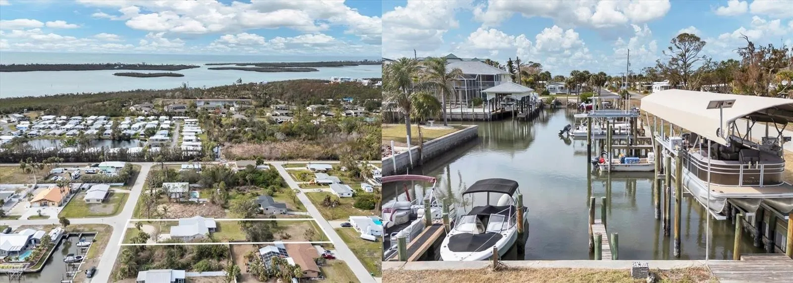Package deal includes home, vacant lot directly behind home &amp; boat slips that will accomodate up to 3 boats!
