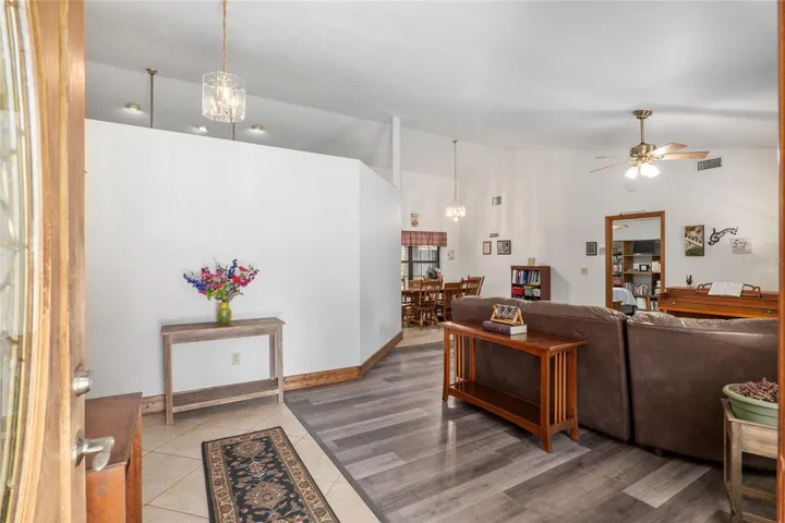 Foyer with cathedral ceilings