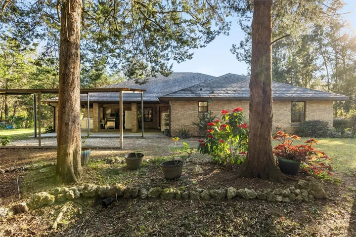 Backyard view of property