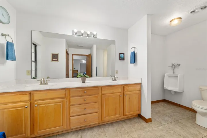 His and her sinks in master bathroom
