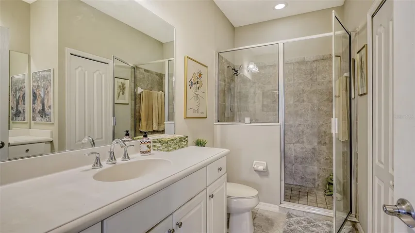 Primary Bath with 2 Separate Vanities & Linen Closet