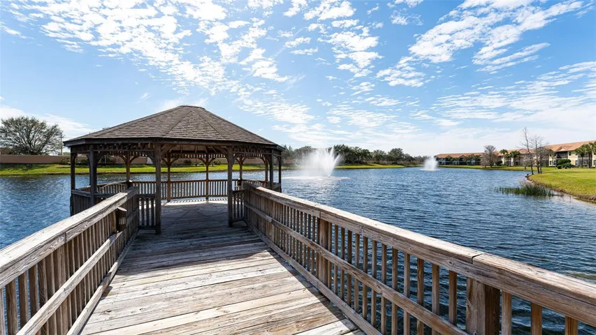 Pergola Overlooking Serene Lake